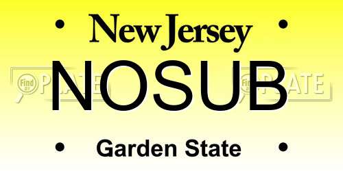 NOSUB New Jersey License Plate