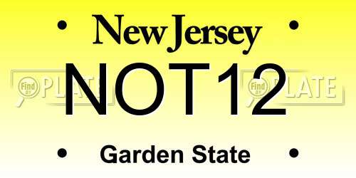 NOT12 New Jersey License Plate