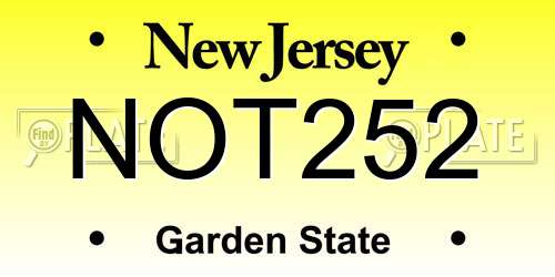 NOT252 New Jersey License Plate