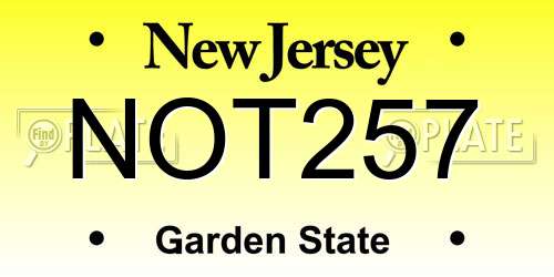 NOT257 New Jersey License Plate