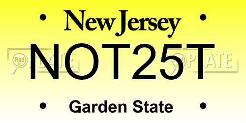 NOT25T New Jersey License Plate