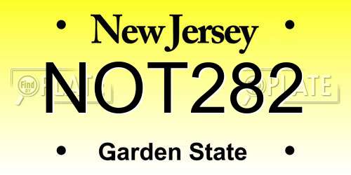NOT282 New Jersey License Plate