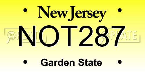 NOT287 New Jersey License Plate