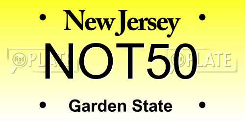 NOT50 New Jersey License Plate