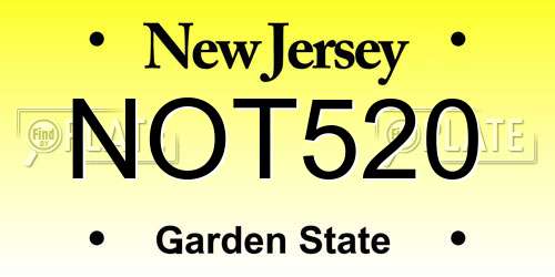 NOT520 New Jersey License Plate