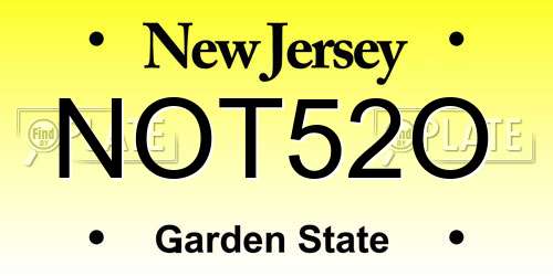 NOT52O New Jersey License Plate