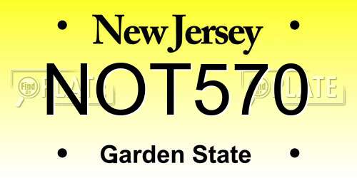NOT570 New Jersey License Plate