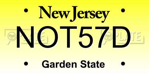 NOT57D New Jersey License Plate