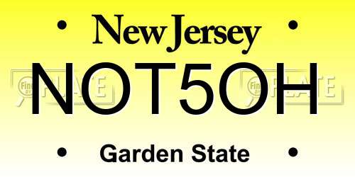 NOT5OH New Jersey License Plate