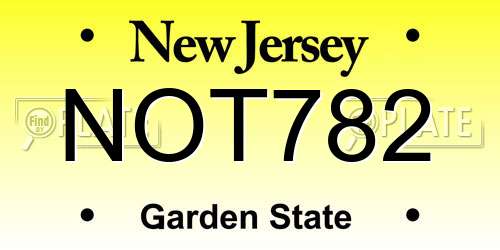 NOT782 New Jersey License Plate