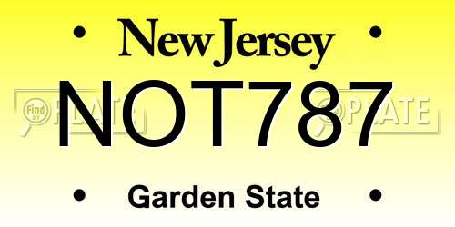 NOT787 New Jersey License Plate