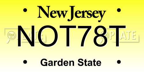 NOT78T New Jersey License Plate