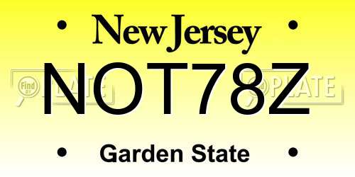 NOT78Z New Jersey License Plate