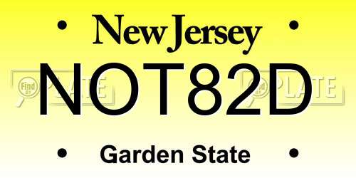 NOT82D New Jersey License Plate