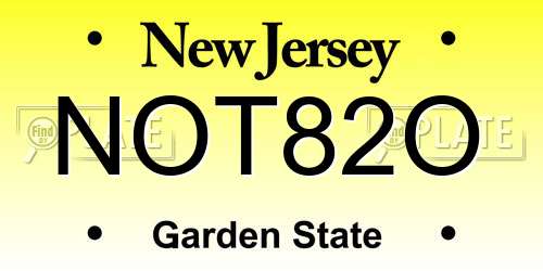 NOT82O New Jersey License Plate