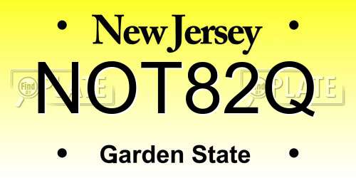 NOT82Q New Jersey License Plate