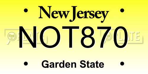 NOT870 New Jersey License Plate
