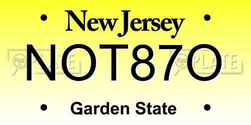 NOT87O New Jersey License Plate
