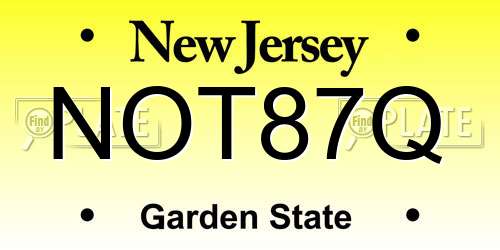 NOT87Q New Jersey License Plate