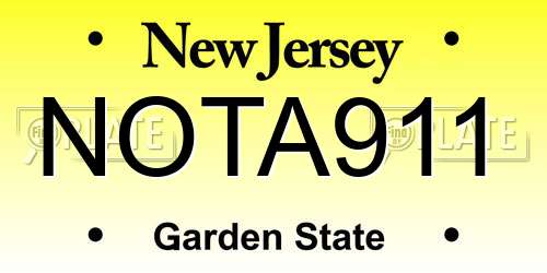 NOTA911 New Jersey License Plate