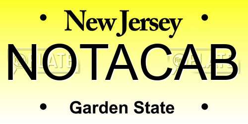 NOTACAB New Jersey License Plate