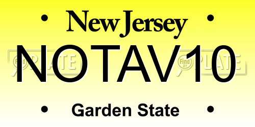 NOTAV10 New Jersey License Plate