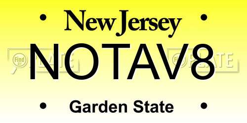 NOTAV8 New Jersey License Plate