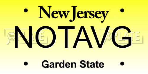 NOTAVG New Jersey License Plate