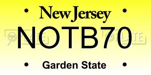 NOTB70 New Jersey License Plate