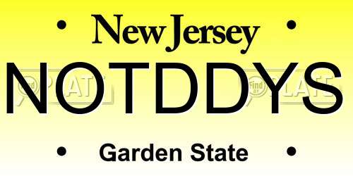 NOTDDYS New Jersey License Plate