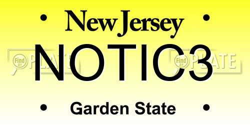 NOTIC3 New Jersey License Plate