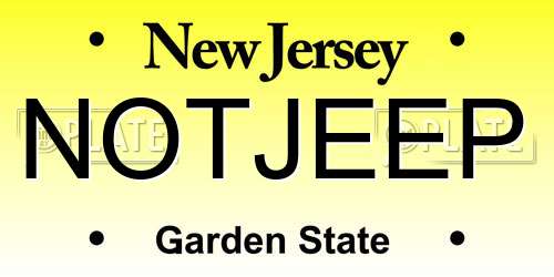 NOTJEEP New Jersey License Plate