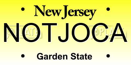 NOTJOCA New Jersey License Plate