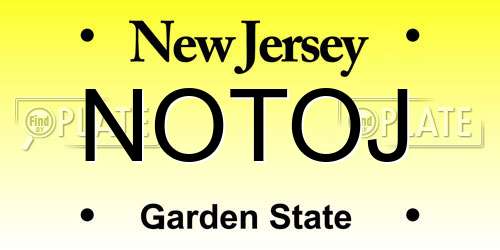 NOTOJ New Jersey License Plate