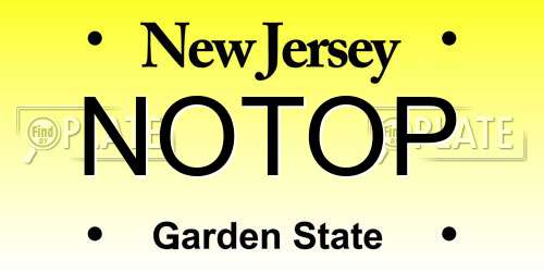 NOTOP New Jersey License Plate