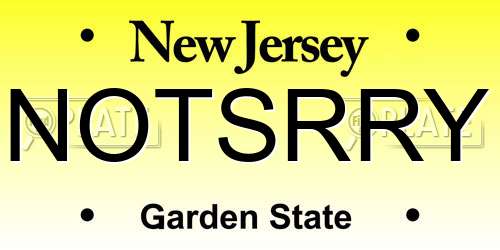 NOTSRRY New Jersey License Plate