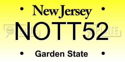 NOTT52 New Jersey License Plate