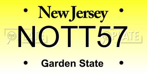 NOTT57 New Jersey License Plate