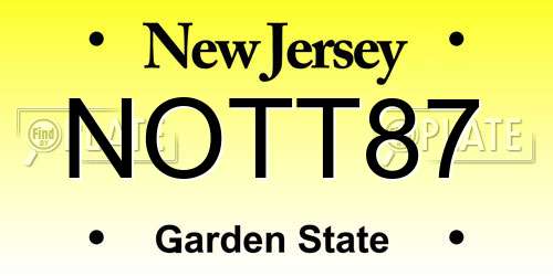NOTT87 New Jersey License Plate