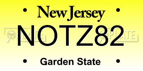 NOTZ82 New Jersey License Plate