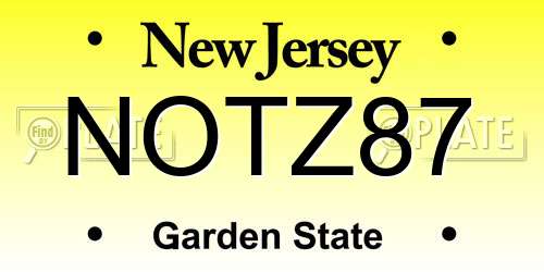 NOTZ87 New Jersey License Plate
