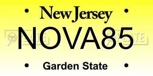 NOVA85 New Jersey License Plate
