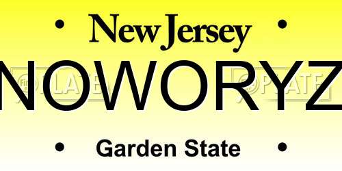 NOWORYZ New Jersey License Plate