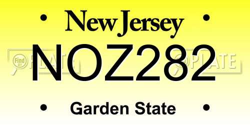 NOZ282 New Jersey License Plate