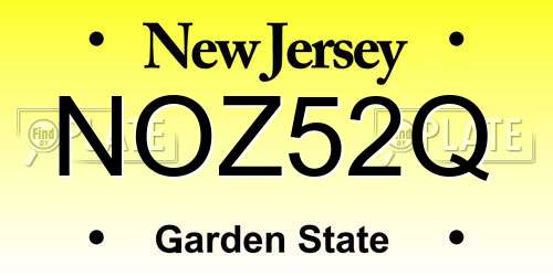 NOZ52Q New Jersey License Plate