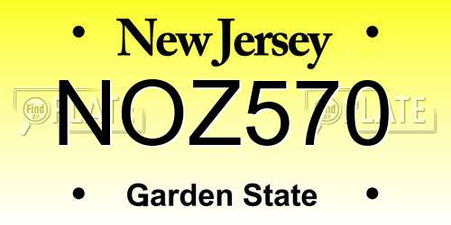 NOZ570 New Jersey License Plate