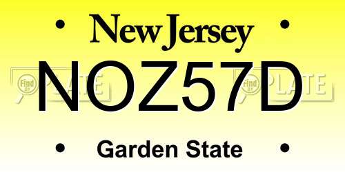 NOZ57D New Jersey License Plate