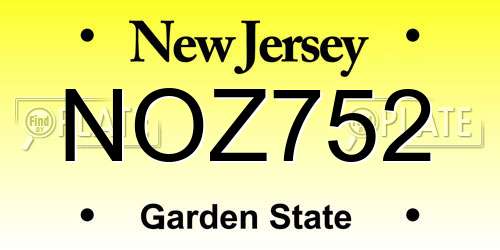 NOZ752 New Jersey License Plate