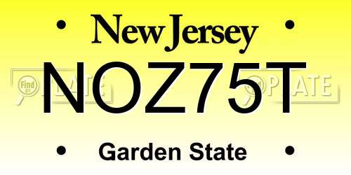 NOZ75T New Jersey License Plate