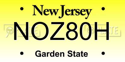 NOZ80H New Jersey License Plate